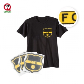 Custom cheap price logo iron on printing 3d flock heat press transfer label stickers for clothing garment by Transfertagfactory